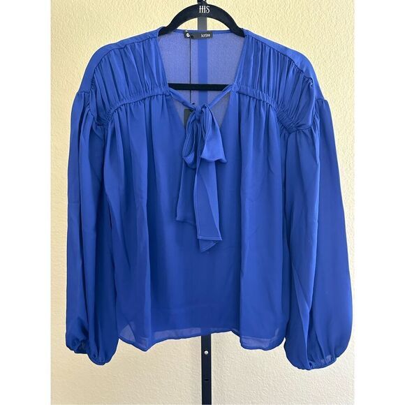Revolve Krisa Los Angeles Chiffon Blouse in Royal Blue Size XS - Picture 2 of 6